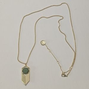 MintMongoose Long Gold Necklace w/ Jade Stone